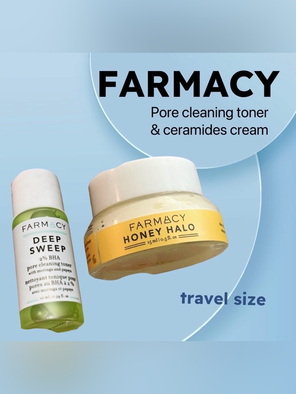🇺🇸🆕NWOB FARMACY |TRAVEL| Skincare refresh smooth glow Honey Halo cream & Toner